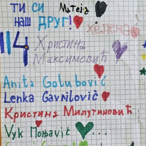 Poruka koju su deca napisala Milošu